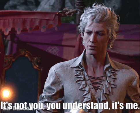 Man With Ruffled Shirt Says It's Not You It's Me GIF