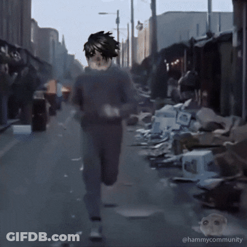 Man With Sad Hamster Head Exercising GIF