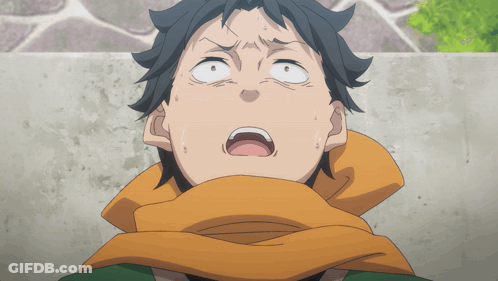 Man With Scarf Looking Up Mouth Wide Open GIF