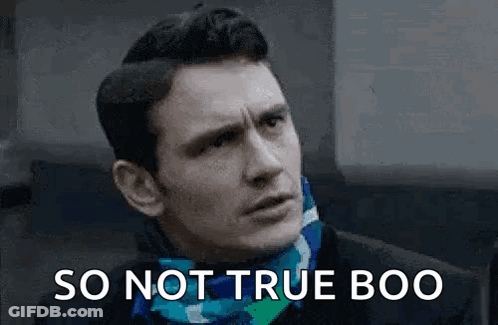 Man With Scarf Making Funny Face Saying So Not True Boo GIF
