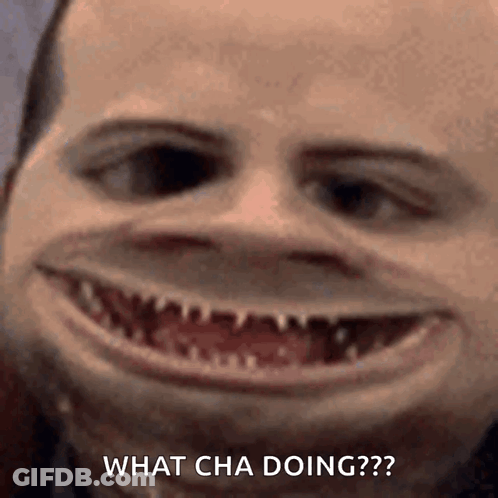 Man With Shark Mouth Saying What Cha Doing GIF