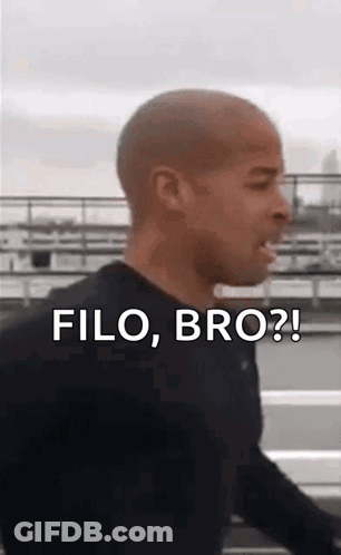 Man With Shaved Head Walking Says Filo Bro GIF