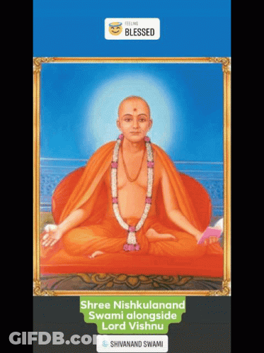 Man With Shree Nishkulananda Swami And Lord Vishnu GIF