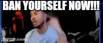 Man With Sign Ban Yourself Now !!! GIF