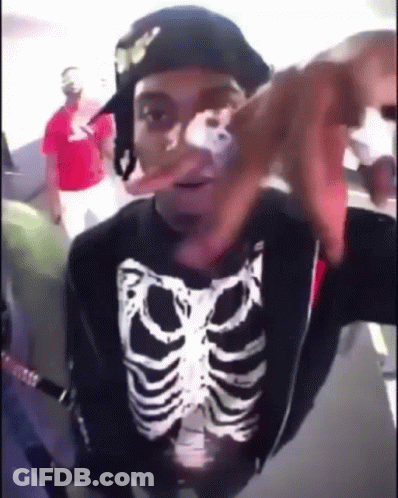 Man With Skeleton Shirt And Hat Funny Face GIF