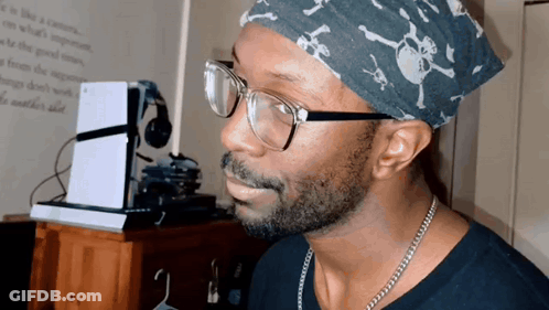 Man With Skull Bandana GIF