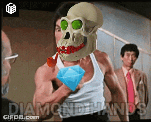 Man With Skull On Head Holding Diamond GIF