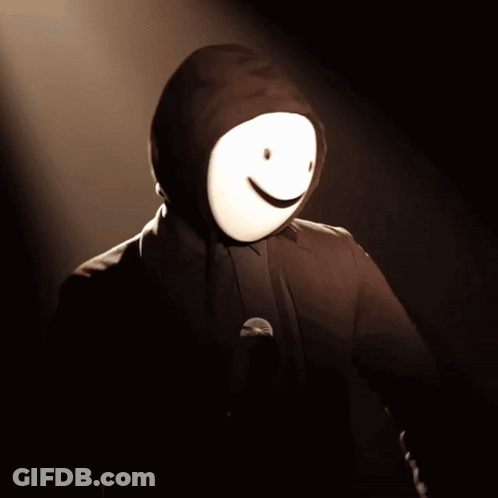 Man With Smiley Face Hoodie GIF