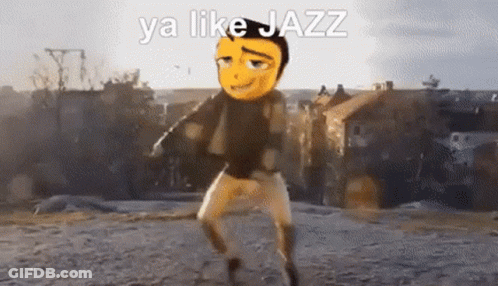 Man With Smiley Face On Head Dancing Ya Like Jazz GIF