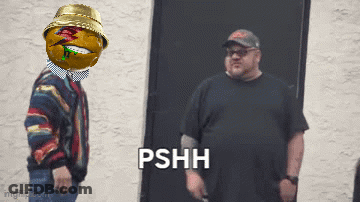 Man With Smiley Face On Head Next To Man Saying Pshh GIF