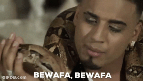 Man With Snake Around Neck Saying Bewafa Bewafa GIF