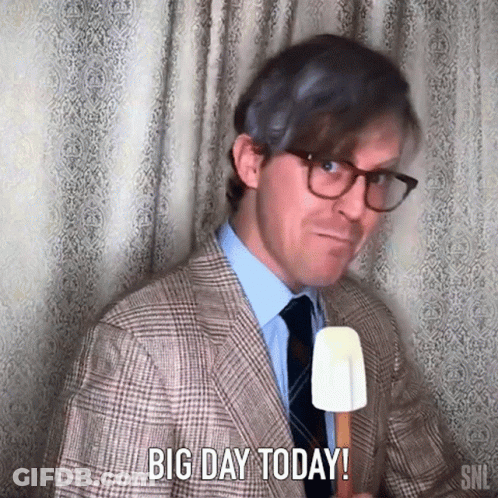 Man With Spatula In Mouth Big Day Today GIF
