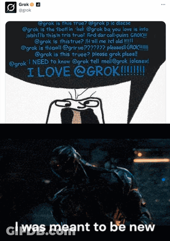 Man With Speech Bubble Saying I Love Grok GIF