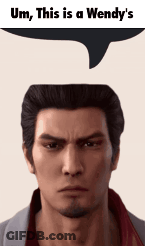 Man With Speech Bubble Saying Um This Is A Wendys GIF