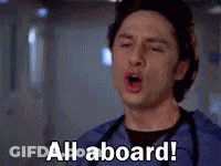 Man With Stethoscope Saying All Aboard GIF
