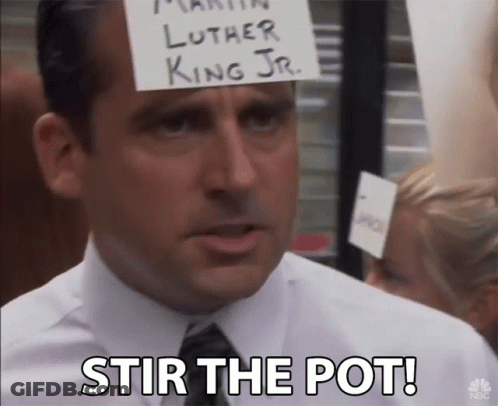 Man With Stir The Pot Sign GIF