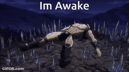 Man With Strawberry On Forehead Saying Im Awake GIF