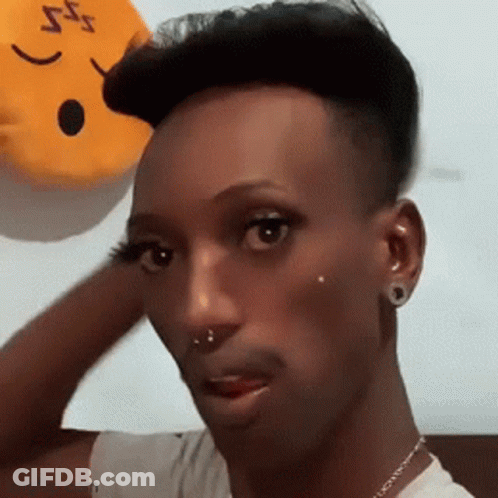 Man With Stuffed Face On Head GIF