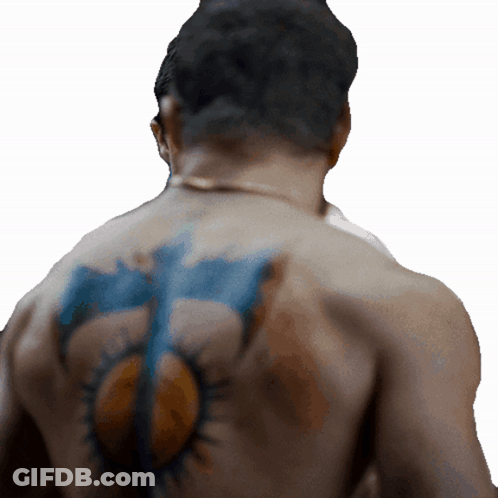 Man With Sun Tattoo On Back GIF