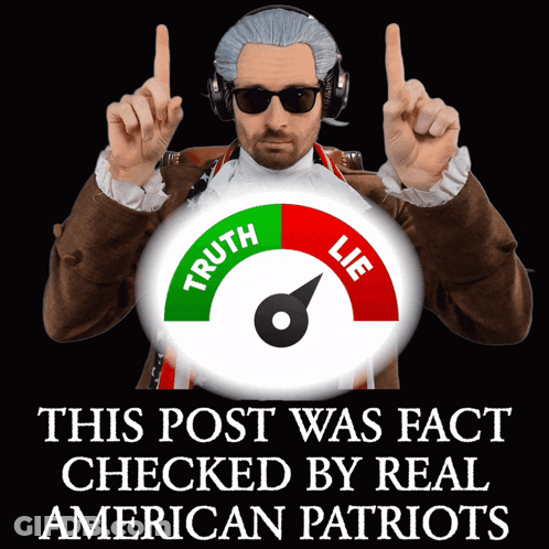 Man With Sunglasses And Headphones Points At Truth And Lie Meter GIF
