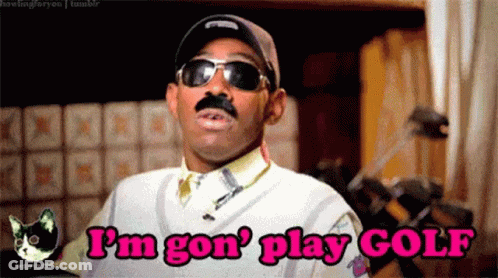 Man With Sunglasses And Mustache Saying I'm Gon Play Golf GIF