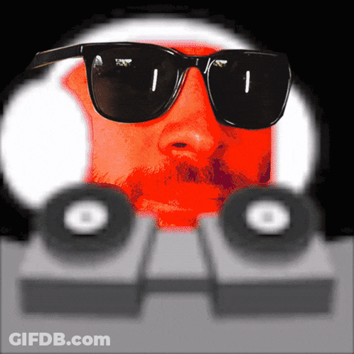 Man With Sunglasses Behind Speakers GIF