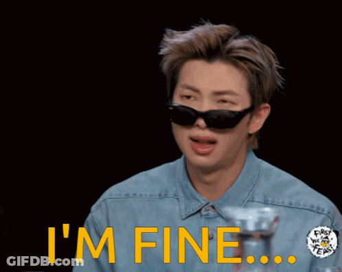 Man With Sunglasses Blue Shirt Saying I'm Fine GIF