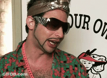 Man With Sunglasses In Front Of Our Own Sign GIF