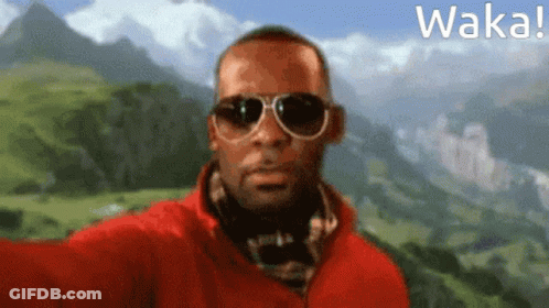 Man With Sunglasses Red Jacket Selfie Mountain Waka GIF