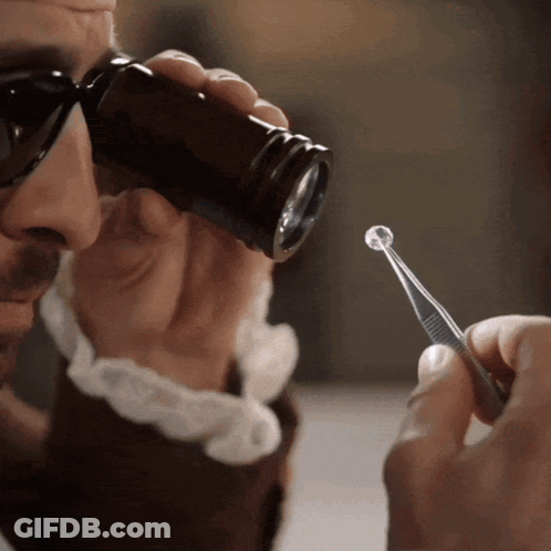 Man With Sunglasses Using Magnifying Glass GIF