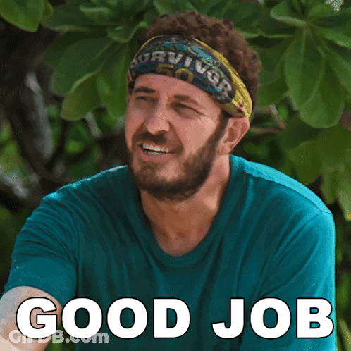 Man With Survivor Headband Smiling Saying Good Job GIF