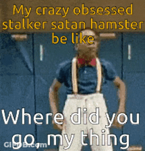 Man With Suspenders Bow Tie Says Satan Hamster Where Did You Go GIF