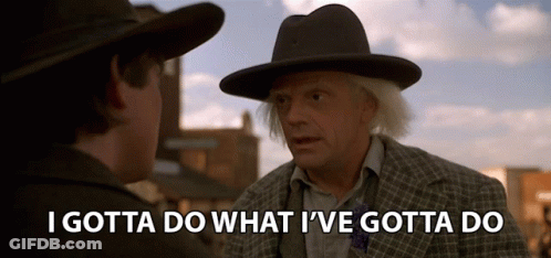 Man With Suspenders Saying That's It In Front Of Horse GIF