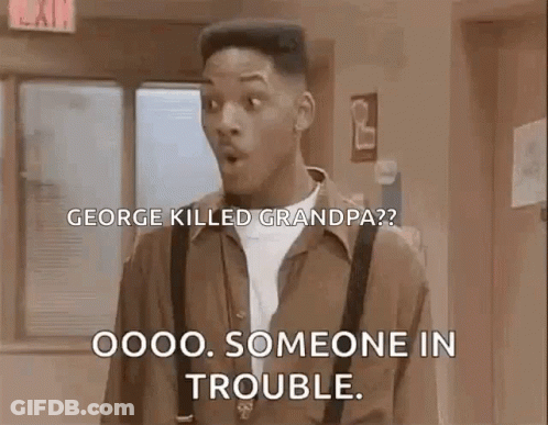 Man With Suspenders Says George Killed Grandpa GIF