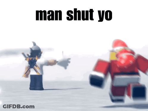 Man With Sword Cartoon Says Man Shut Yo GIF
