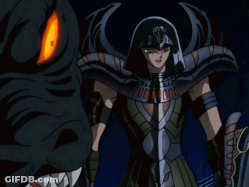 Man With Sword Facing Monster GIF