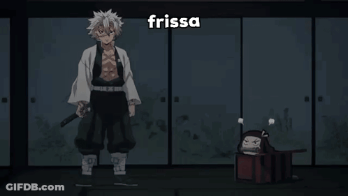 Man With Sword Next To Girl Saying Frissa GIF