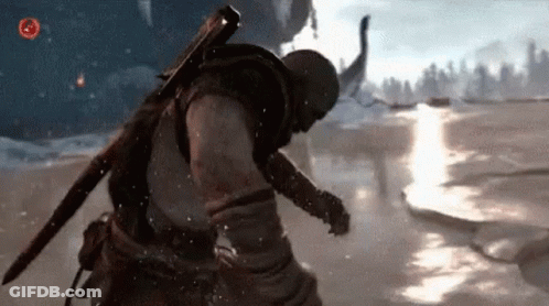 Man With Sword On Snowy Field GIF