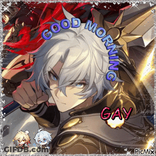 Man With Sword Saying Good Morning Gay GIF