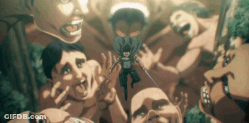 Man With Sword Surrounded By People GIF