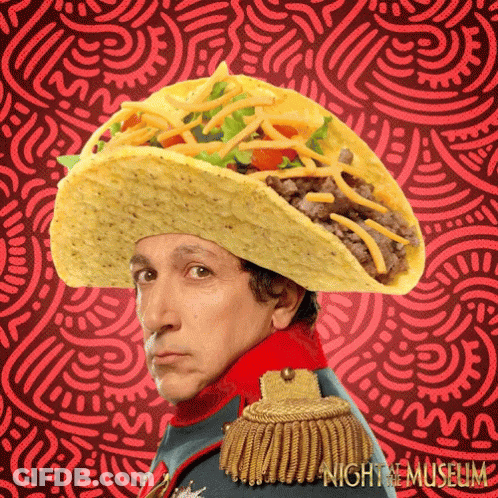 Man With Taco On Head Night Museum GIF