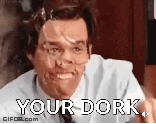 Man With Tape On Face Saying Your Dork GIF