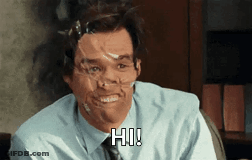Man With Tape On Face Smiling Saying Hi GIF