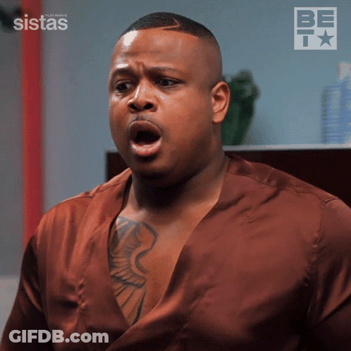 Man With Tattoo In Brown Shirt Surprised Face GIF