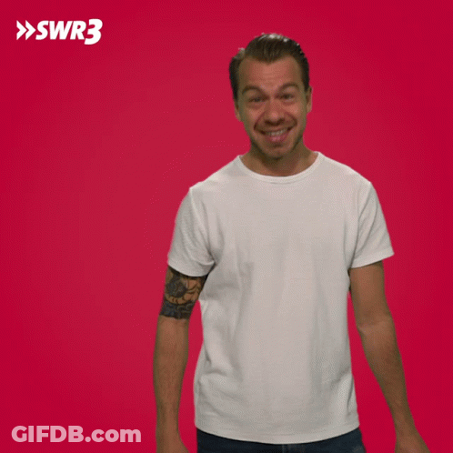 Man With Tattoo Making Funny Face In Front Of Red SWR3 Background GIF