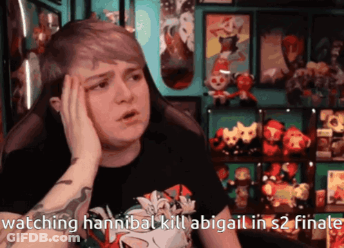Man With Tattoo Watching Hannibal Kill Abigail GIF