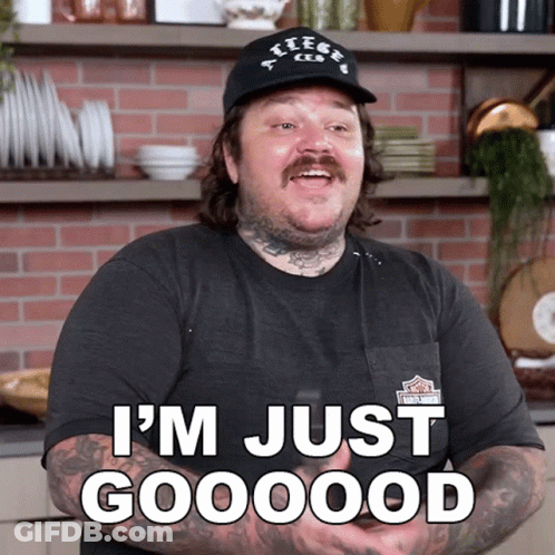 Man With Tattoos And Hat Says Im Just Goooood GIF