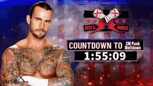 Man With Tattoos Countdown To CM Punk Meltdown GIF