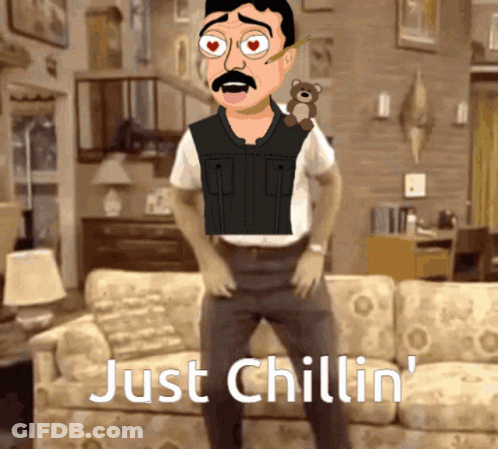 Man With Teddy Bear Just Chillin GIF