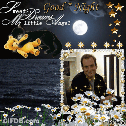 Man With Teddy Bear Saying Good Night GIF